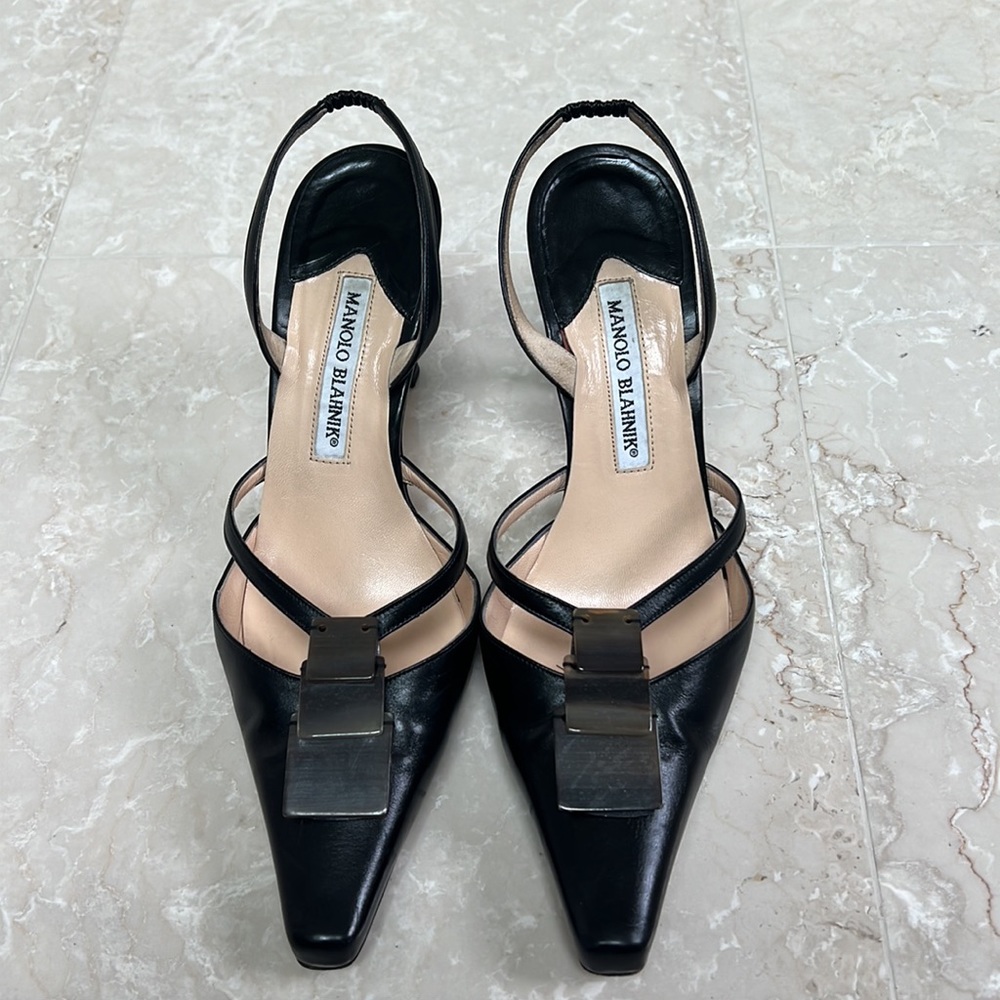 Manolo Blahnik Embellished Slingbacks size 37.5